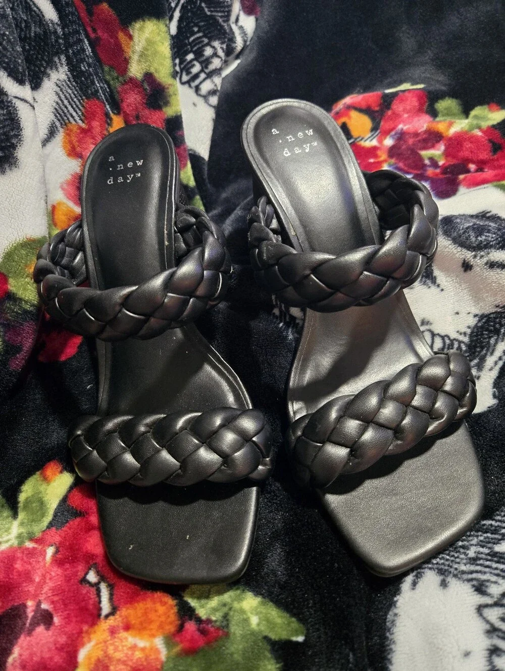 A New Day Black Braided Slide Sandals - Women